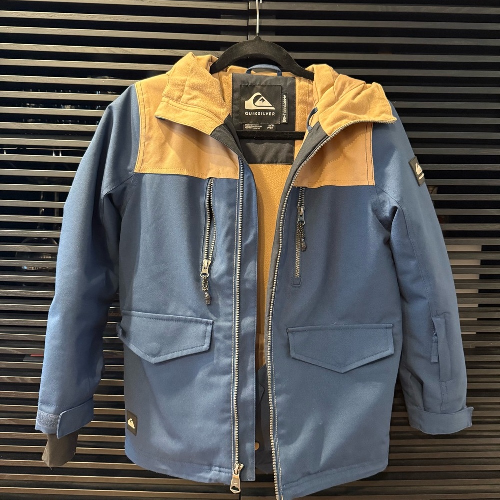 Quiksilver Navy and Tan Ski/Snowboard Jacket - S, 10